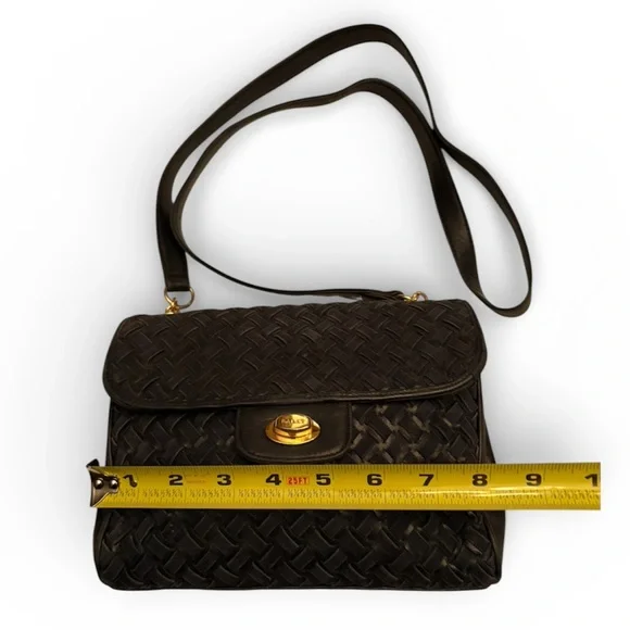 Bally S45 Shoulder Bag Suede Leather Woven Intrecciato Design in Dark Blue - Picture 5 of 13